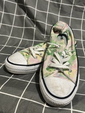 Converse Floral Canvas Sneakers in Pink and Green